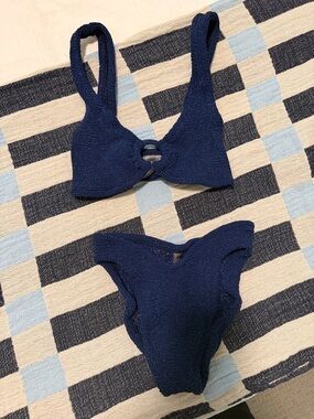 Hunza G Navy Blue Metallic Bikini Set